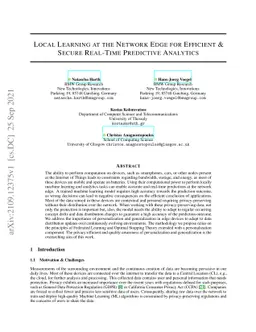 Local Learning at the Network Edge for Efficient & Secure Real-Time
  Predictive Analytics