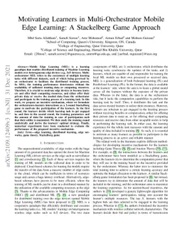 Motivating Learners in Multi-Orchestrator Mobile Edge Learning: A
  Stackelberg Game Approach