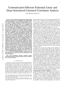 Communication-Efficient Federated Linear and Deep Generalized Canonical
  Correlation Analysis