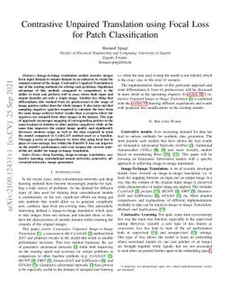 Contrastive Unpaired Translation using Focal Loss for Patch
  Classification