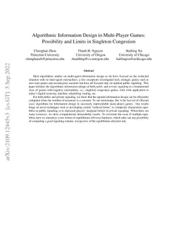 Algorithmic Information Design in Multi-Player Games: Possibility and
  Limits in Singleton Congestion