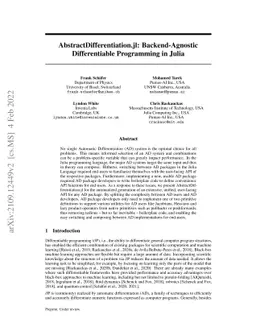 AbstractDifferentiation.jl: Backend-Agnostic Differentiable Programming
  in Julia