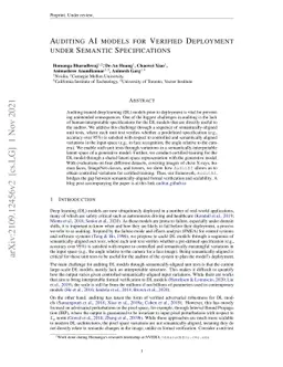 Auditing AI models for Verified Deployment under Semantic Specifications