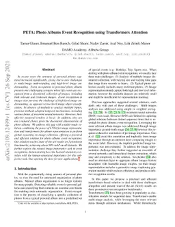 PETA: Photo Albums Event Recognition using Transformers Attention