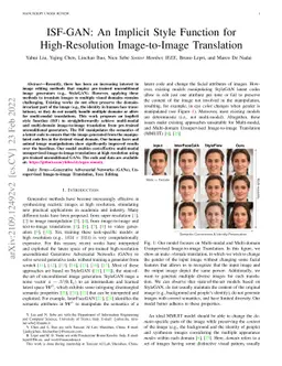 ISF-GAN: An Implicit Style Function for High-Resolution Image-to-Image
  Translation