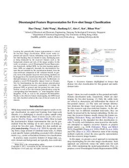 Disentangled Feature Representation for Few-shot Image Classification