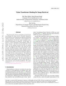 Vision Transformer Hashing for Image Retrieval