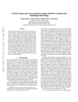 XLM-K: Improving Cross-Lingual Language Model Pre-training with
  Multilingual Knowledge