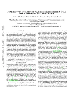 Joint magnitude estimation and phase recovery using Cycle-in-Cycle GAN
  for non-parallel speech enhancement