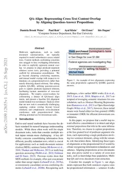 QA-Align: Representing Cross-Text Content Overlap by Aligning
  Question-Answer Propositions