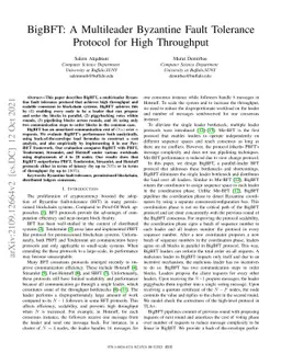 BigBFT: A Multileader Byzantine Fault Tolerance Protocol for High
  Throughput