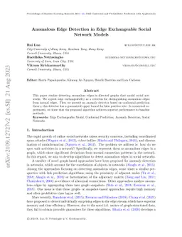 Anomalous Edge Detection in Edge Exchangeable Social Network Models