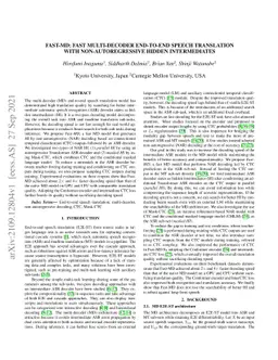 Fast-MD: Fast Multi-Decoder End-to-End Speech Translation with
  Non-Autoregressive Hidden Intermediates