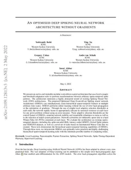 An optimised deep spiking neural network architecture without gradients