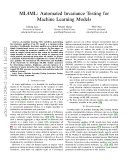 ML4ML: Automated Invariance Testing for Machine Learning Models
