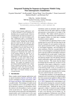 Integrated Training for Sequence-to-Sequence Models Using
  Non-Autoregressive Transformer