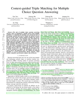 Context-guided Triple Matching for Multiple Choice Question Answering