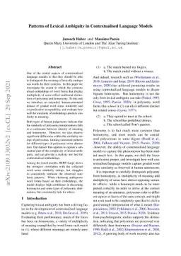 Patterns of Lexical Ambiguity in Contextualised Language Models