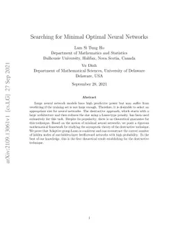 Searching for Minimal Optimal Neural Networks