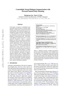 Controllable Neural Dialogue Summarization with Personal Named Entity
  Planning