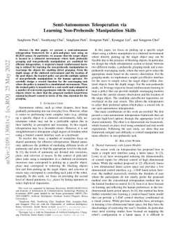 Semi-Autonomous Teleoperation via Learning Non-Prehensile Manipulation
  Skills