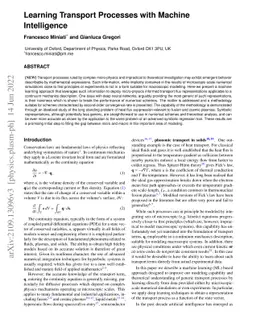 Learning Transport Processes with Machine Intelligence