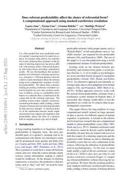 Does referent predictability affect the choice of referential form? A
  computational approach using masked coreference resolution