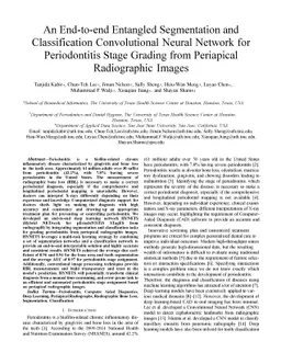 An End-to-end Entangled Segmentation and Classification Convolutional
  Neural Network for Periodontitis Stage Grading from Periapical Radiographic
  Images