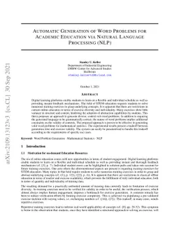 Automatic Generation of Word Problems for Academic Education via Natural
  Language Processing (NLP)