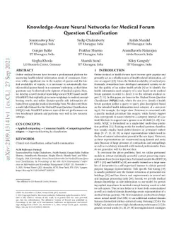 Knowledge-Aware Neural Networks for Medical Forum Question
  Classification