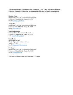 Comparison of Object Detection Algorithms Using Video and Thermal Images
  Collected from a UAS Platform: An Application of Drones in Traffic Management