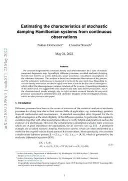 Estimating the characteristics of stochastic damping Hamiltonian systems
  from continuous observations
