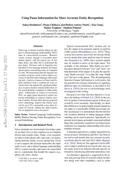 Using Pause Information for More Accurate Entity Recognition