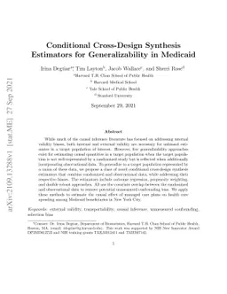 Conditional Cross-Design Synthesis Estimators for Generalizability in
  Medicaid
