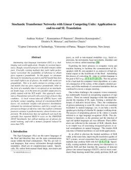 Stochastic Transformer Networks with Linear Competing Units: Application
  to end-to-end SL Translation