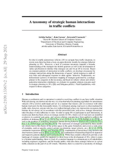 A taxonomy of strategic human interactions in traffic conflicts