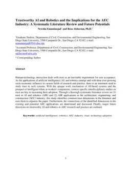Trustworthy AI and Robotics and the Implications for the AEC Industry: A
  Systematic Literature Review and Future Potentials