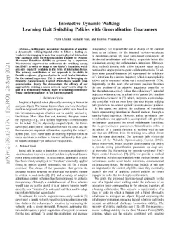 Interactive Dynamic Walking: Learning Gait Switching Policies with
  Generalization Guarantees