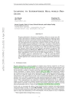 Learning to Superoptimize Real-world Programs