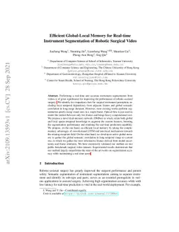 Efficient Global-Local Memory for Real-time Instrument Segmentation of
  Robotic Surgical Video