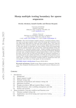 Sharp multiple testing boundary for sparse sequences