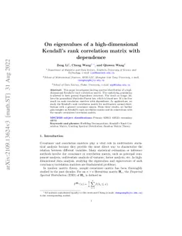 On eigenvalues of a high-dimensional Kendall's rank correlation matrix
  with dependence