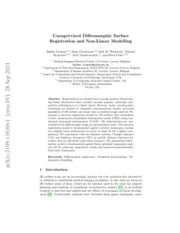 Unsupervised Diffeomorphic Surface Registration and Non-Linear Modelling