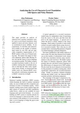 Analyzing the Use of Character-Level Translation with Sparse and Noisy
  Datasets