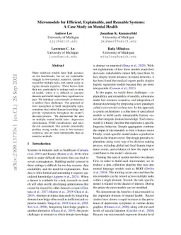 Micromodels for Efficient, Explainable, and Reusable Systems: A Case
  Study on Mental Health