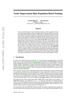 Faster Improvement Rate Population Based Training