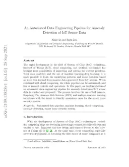 An Automated Data Engineering Pipeline for Anomaly Detection of IoT
  Sensor Data