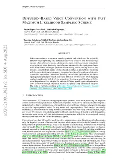 Diffusion-Based Voice Conversion with Fast Maximum Likelihood Sampling
  Scheme