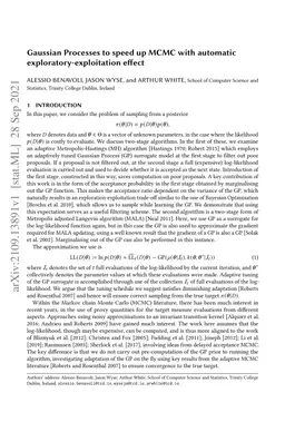 Gaussian Processes to speed up MCMC with automatic
  exploratory-exploitation effect