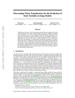Fine-tuning Vision Transformers for the Prediction of State Variables in
  Ising Models